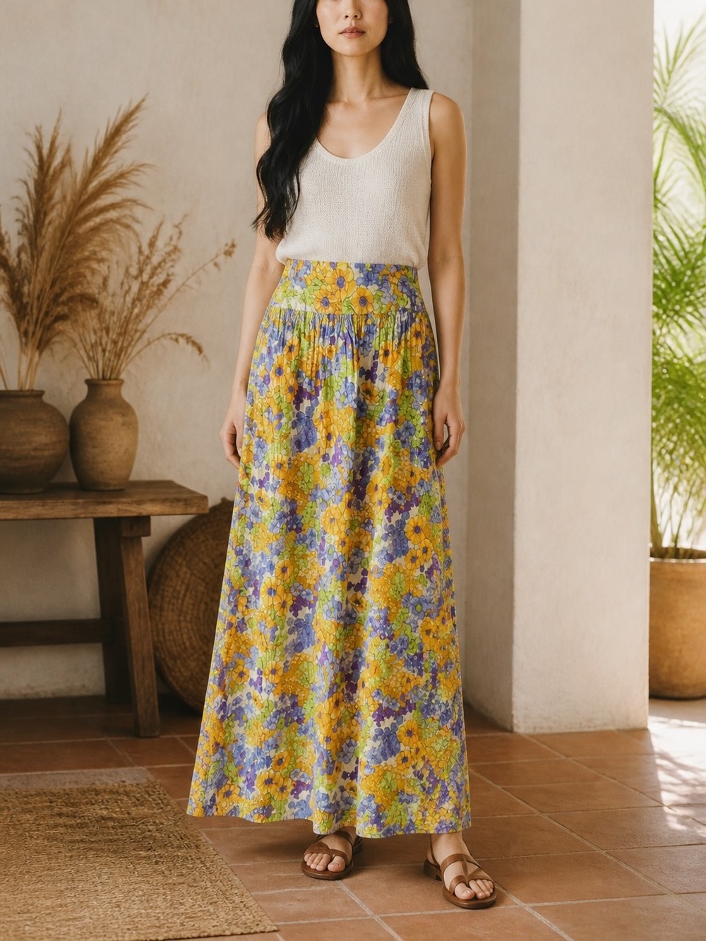 Vintage Floral Maxi Skirt
